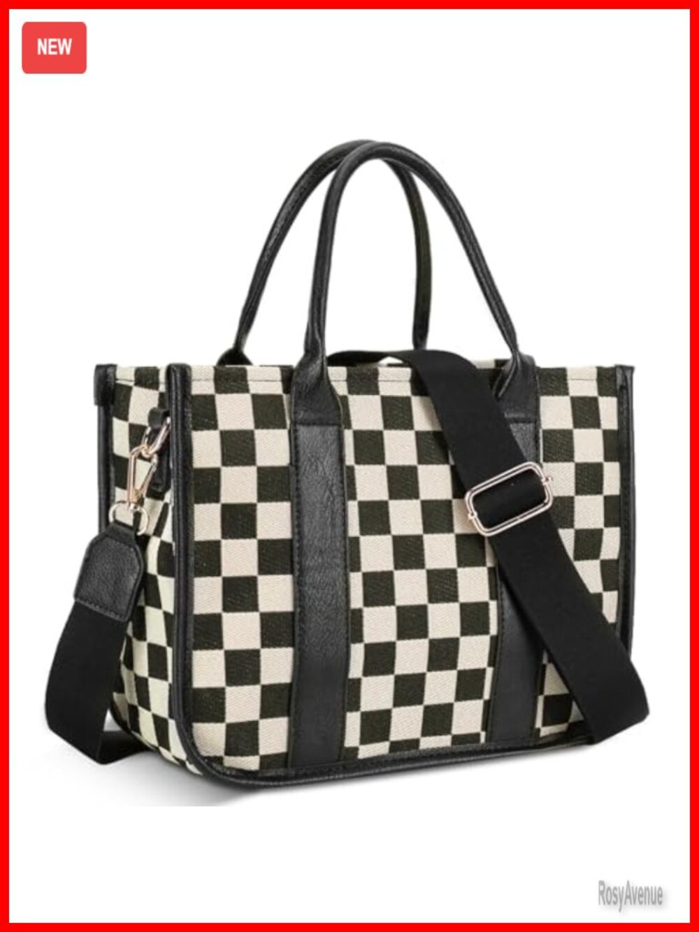Canvas PU Leather Crossbody Bag Satchel Adjustable Strap